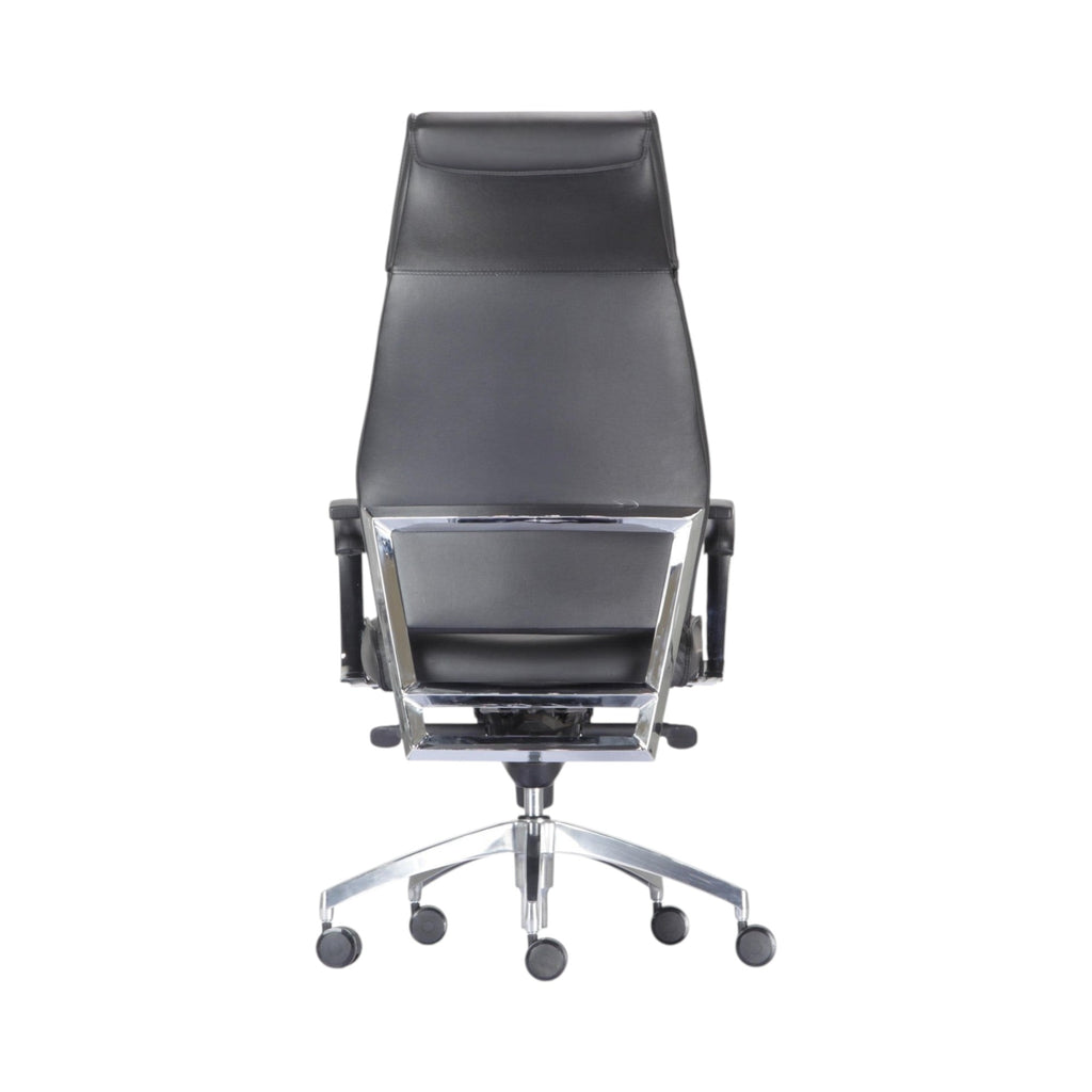 Xiaoyaozuo office chair black leather executive high back chair with headrest and chrome accents