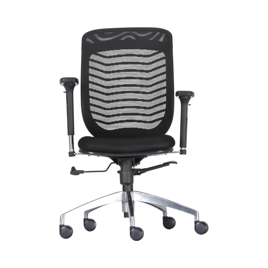 Xiaoyaozuo office chair black ergonomic mesh back chair with adjustable armrests and silver metal base with casters