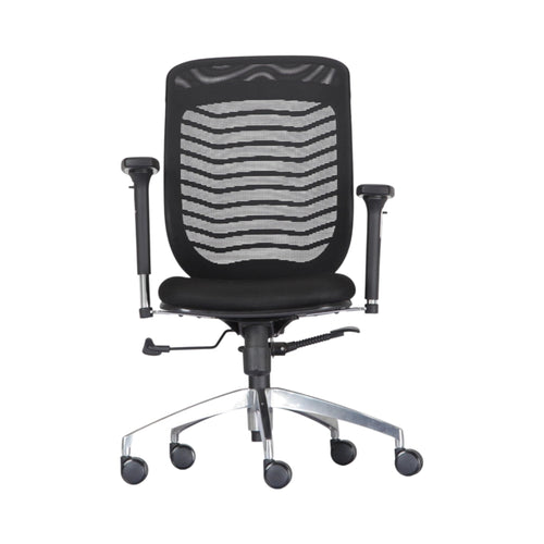 Xiaoyaozuo office chair black ergonomic mesh back chair with adjustable armrests and silver metal base with casters