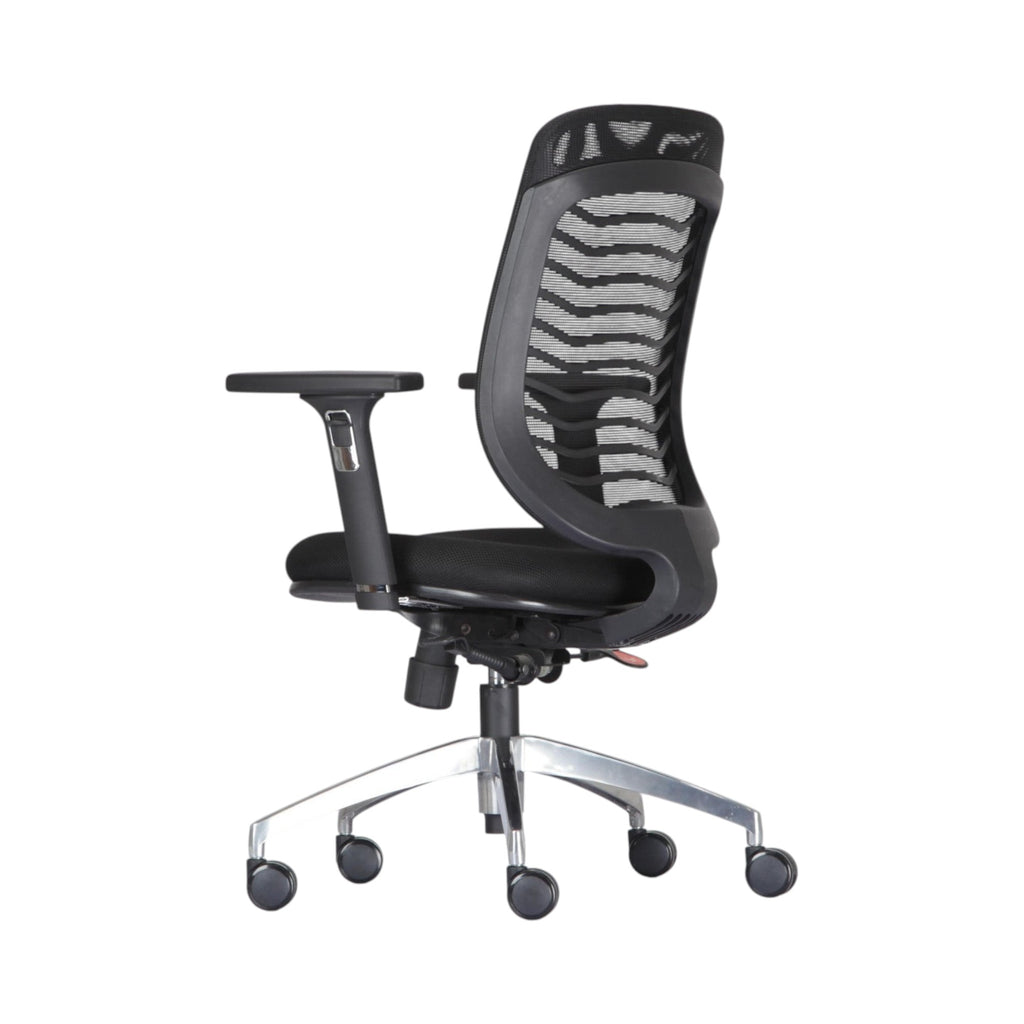 Xiaoyaozuo office chair black ergonomic mesh back chair with adjustable armrests and silver base with casters.