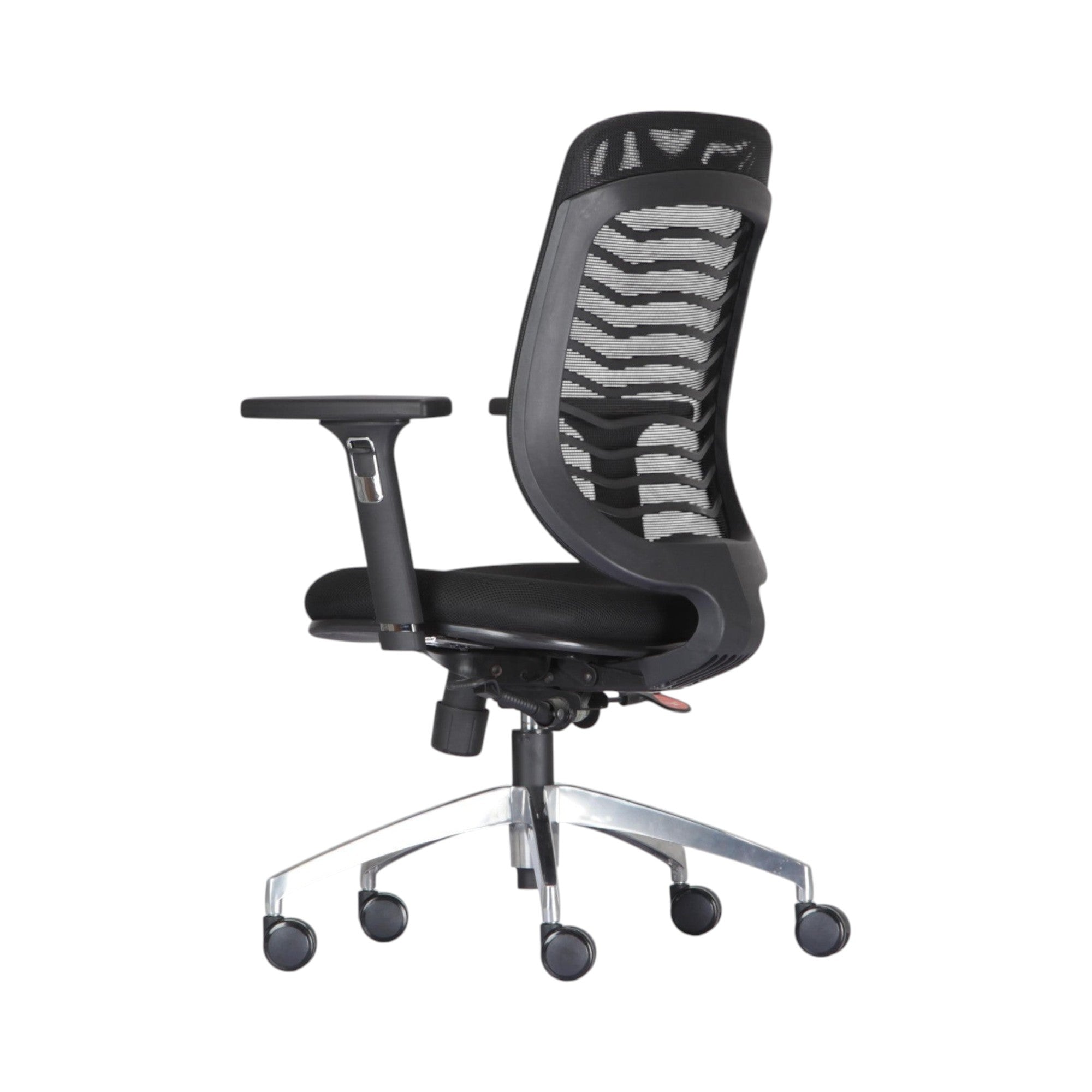 Xiaoyaozuo office chair black ergonomic mesh back chair with adjustable armrests and silver base with casters.