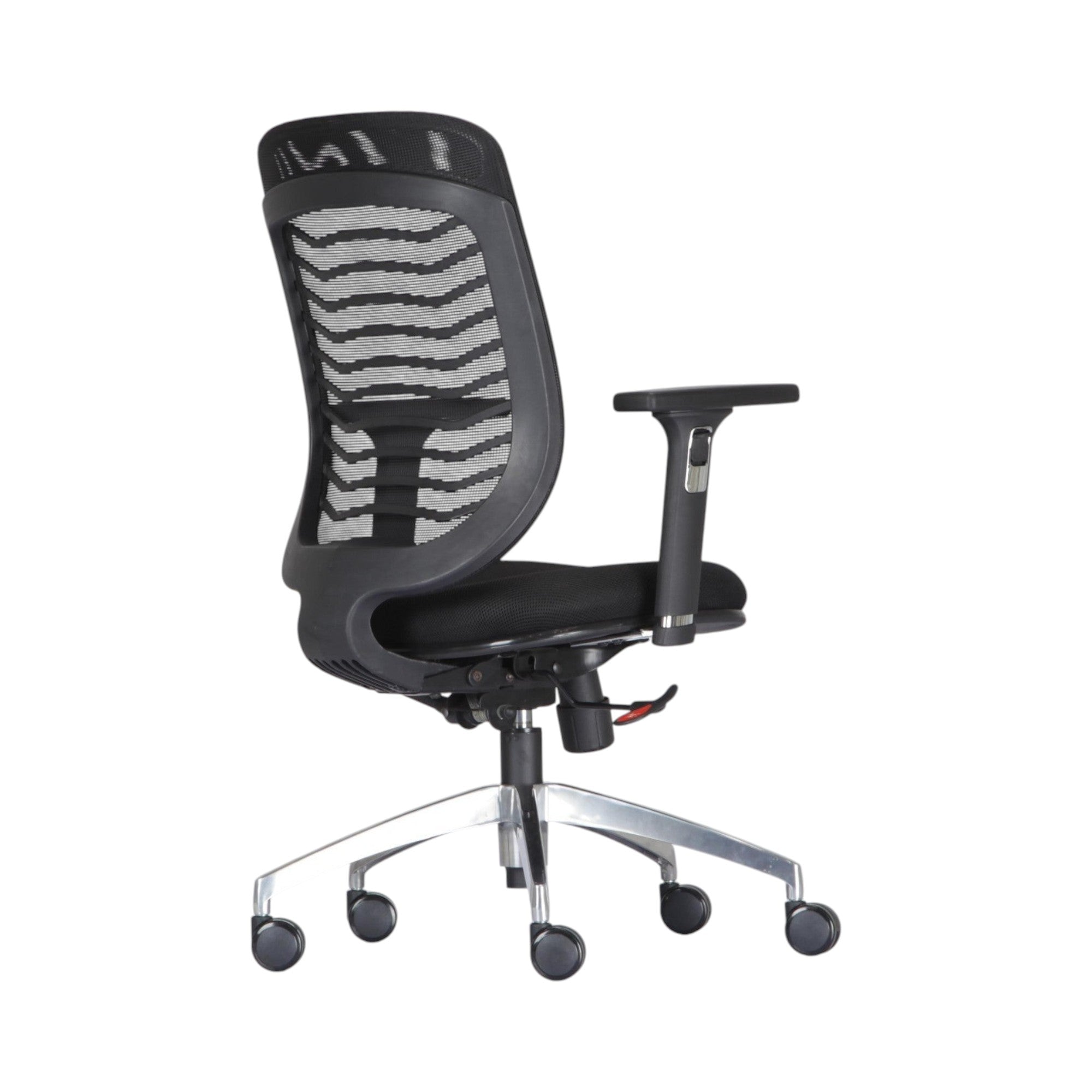Xiaoyaozuo office chair black ergonomic mesh back with adjustable armrests and silver base with casters.