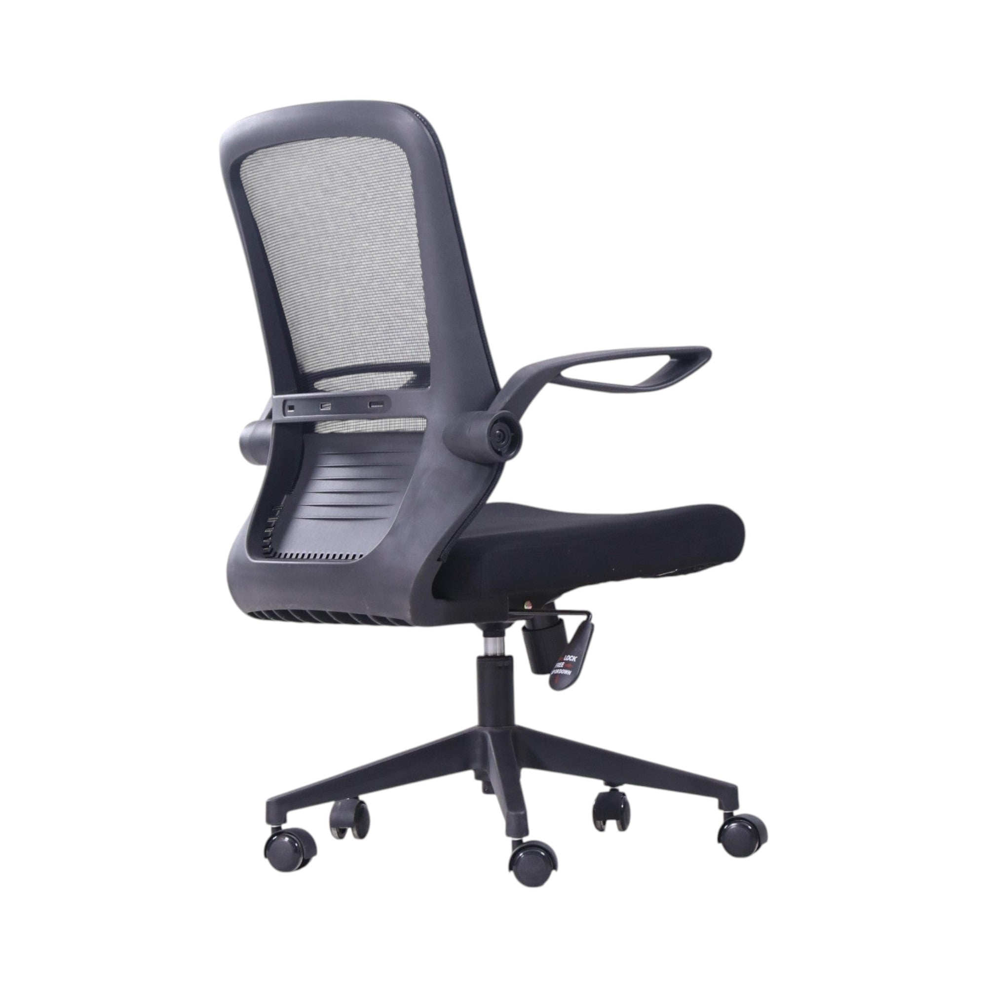 Xiaoyaozuo office chair black ergonomic mesh back office chair with adjustable armrests and seat height, on casters.