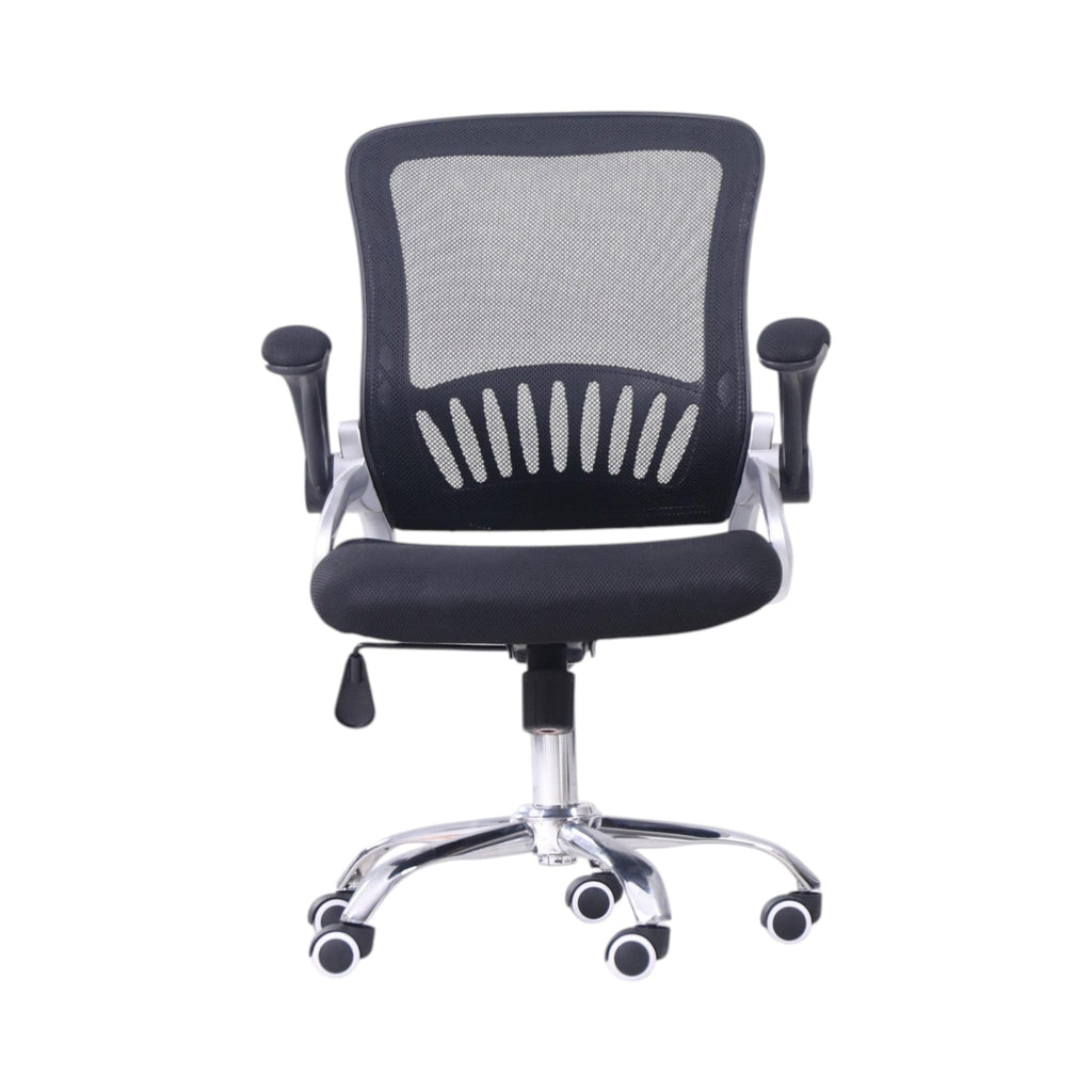 Xiaoyaozuo office chair: Black ergonomic mesh back office chair with padded seat and adjustable height, on smooth-rolling casters.