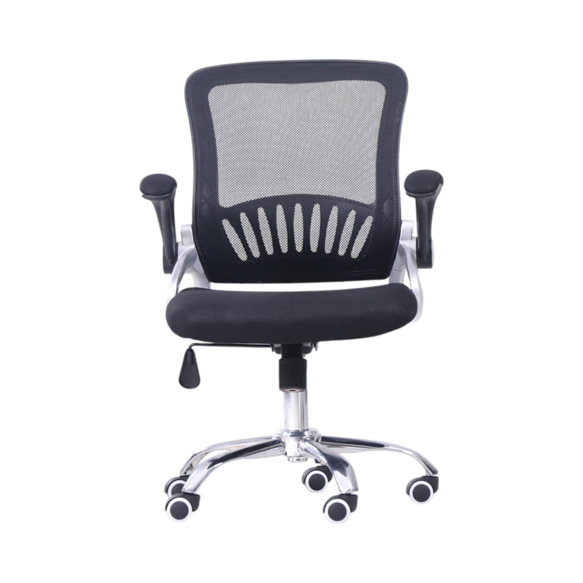 Xiaoyaozuo office chair: Black ergonomic mesh back office chair with padded seat and adjustable height, on smooth-rolling casters.