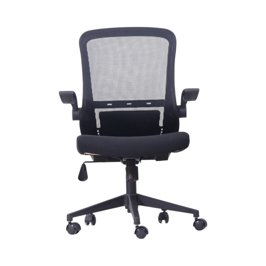 Xiaoyaozuo office chair black ergonomic mesh back office chair with adjustable armrests and seat height, on wheels.