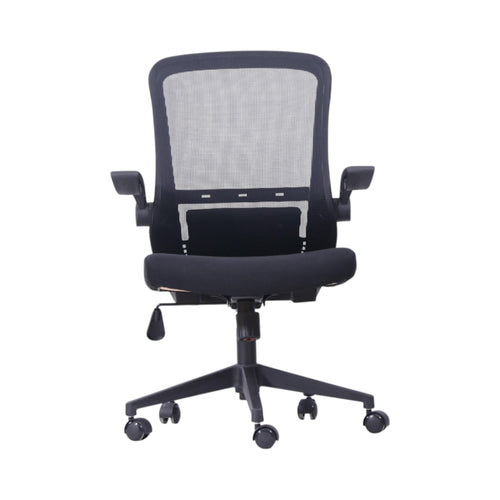 Xiaoyaozuo office chair black ergonomic mesh back office chair with adjustable armrests and seat height, on wheels.