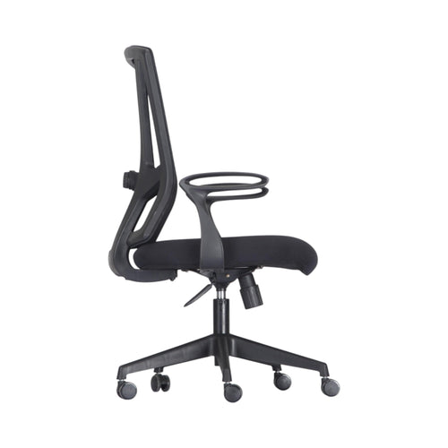 Xiaoyaozuo office chair black ergonomic mesh back office chair with padded seat and adjustable armrests.