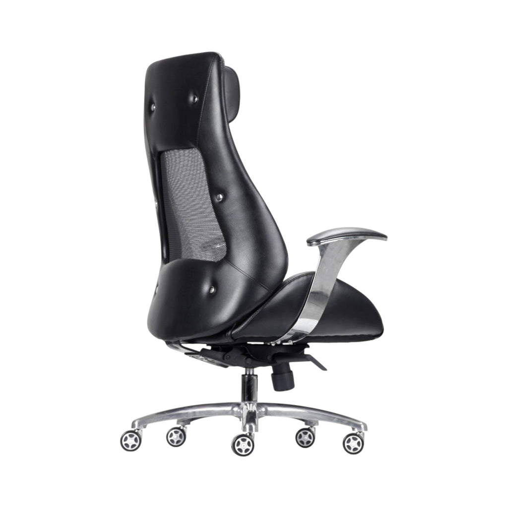 Xiaoyaozuo office chair black faux leather ergonomic executive chair with mesh back and padded headrest