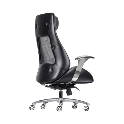 Xiaoyaozuo office chair black faux leather ergonomic executive chair with mesh back and padded headrest