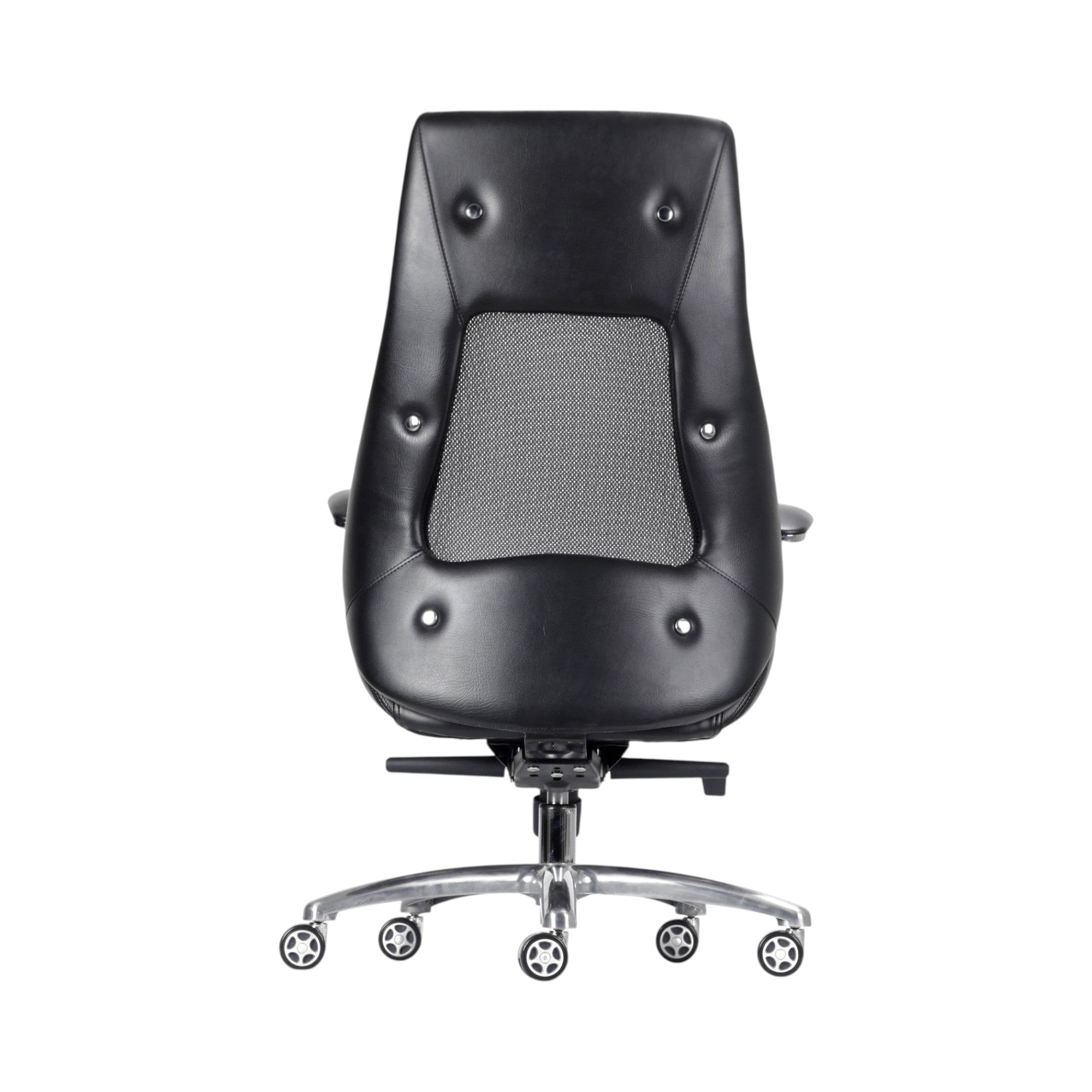 Xiaoyaozuo office chair black faux leather ergonomic executive chair with breathable mesh back and silver casters