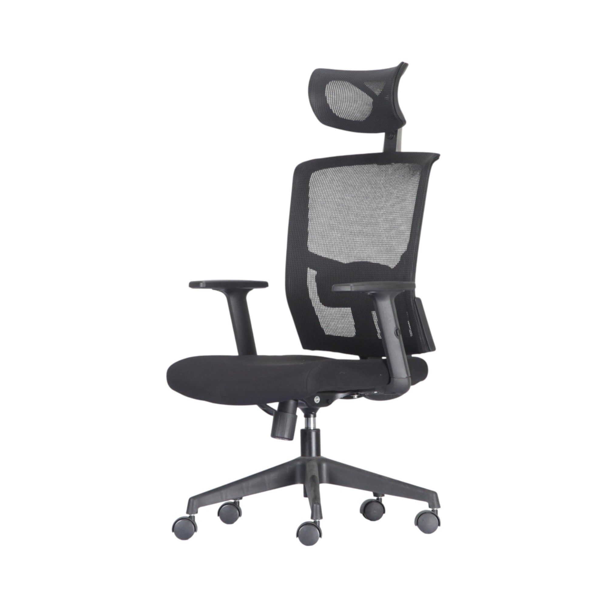 Xiaoyaozuo office chair black ergonomic mesh chair with adjustable headrest and padded seat on casters