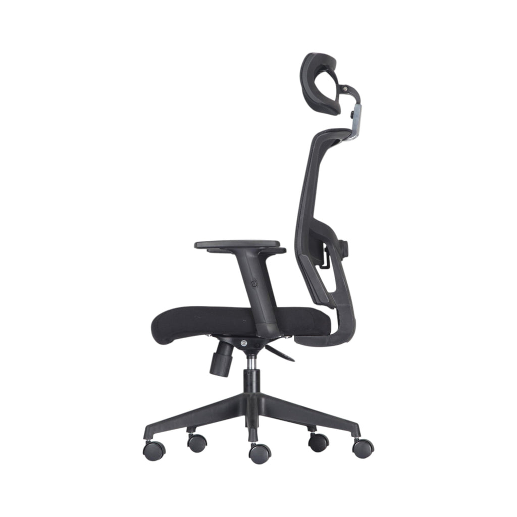 Xiaoyaozuo office chair black ergonomic mesh chair with adjustable headrest and padded seat on casters
