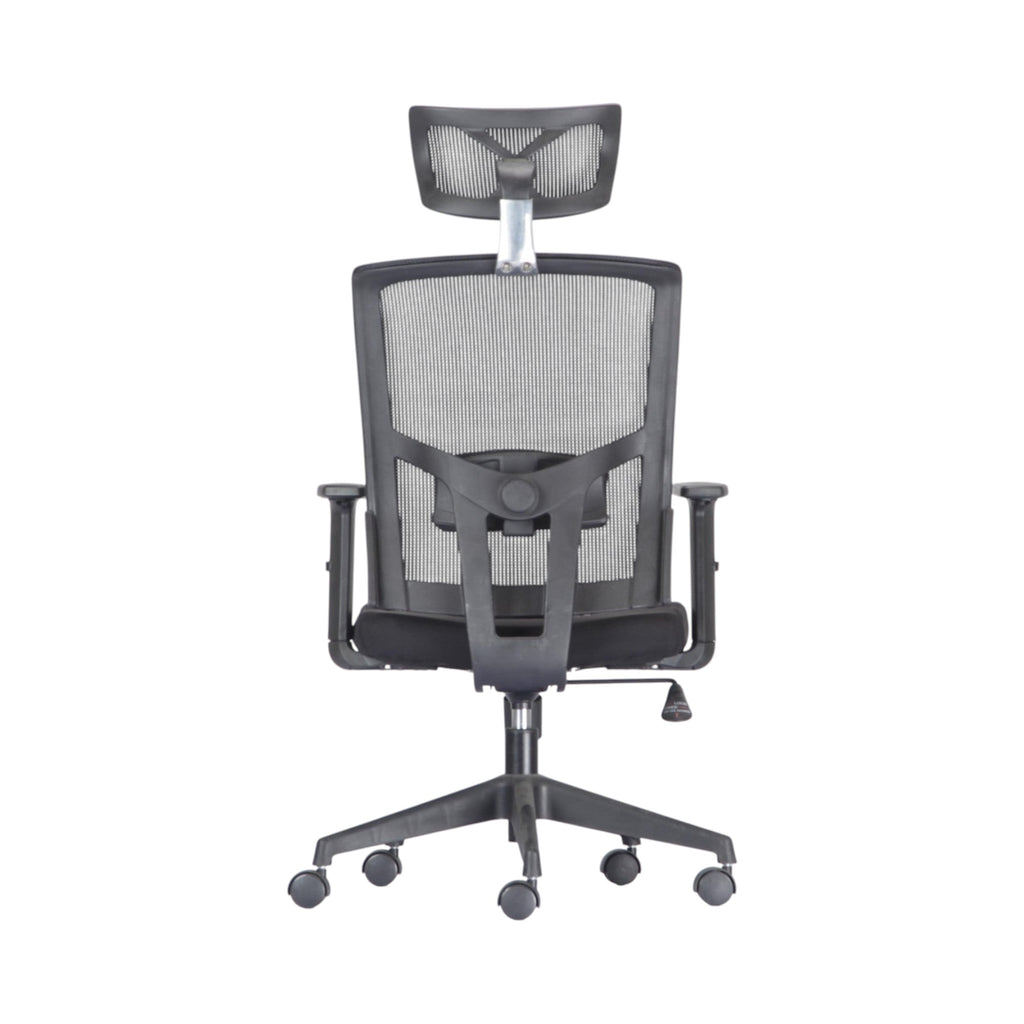 Xiaoyaozuo office chair: Black ergonomic mesh office chair with adjustable headrest and padded seat, on rolling casters.