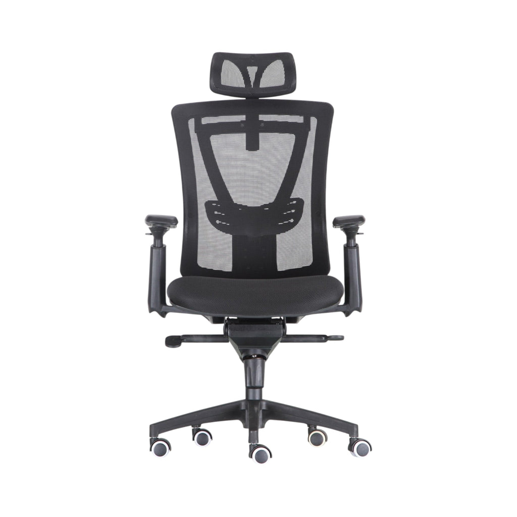 Xiaoyaozuo office chair black ergonomic mesh chair with adjustable headrest and lumbar support on casters.