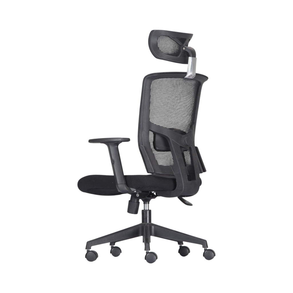 Xiaoyaozuo office chair black ergonomic mesh chair with adjustable headrest and padded seat on casters.