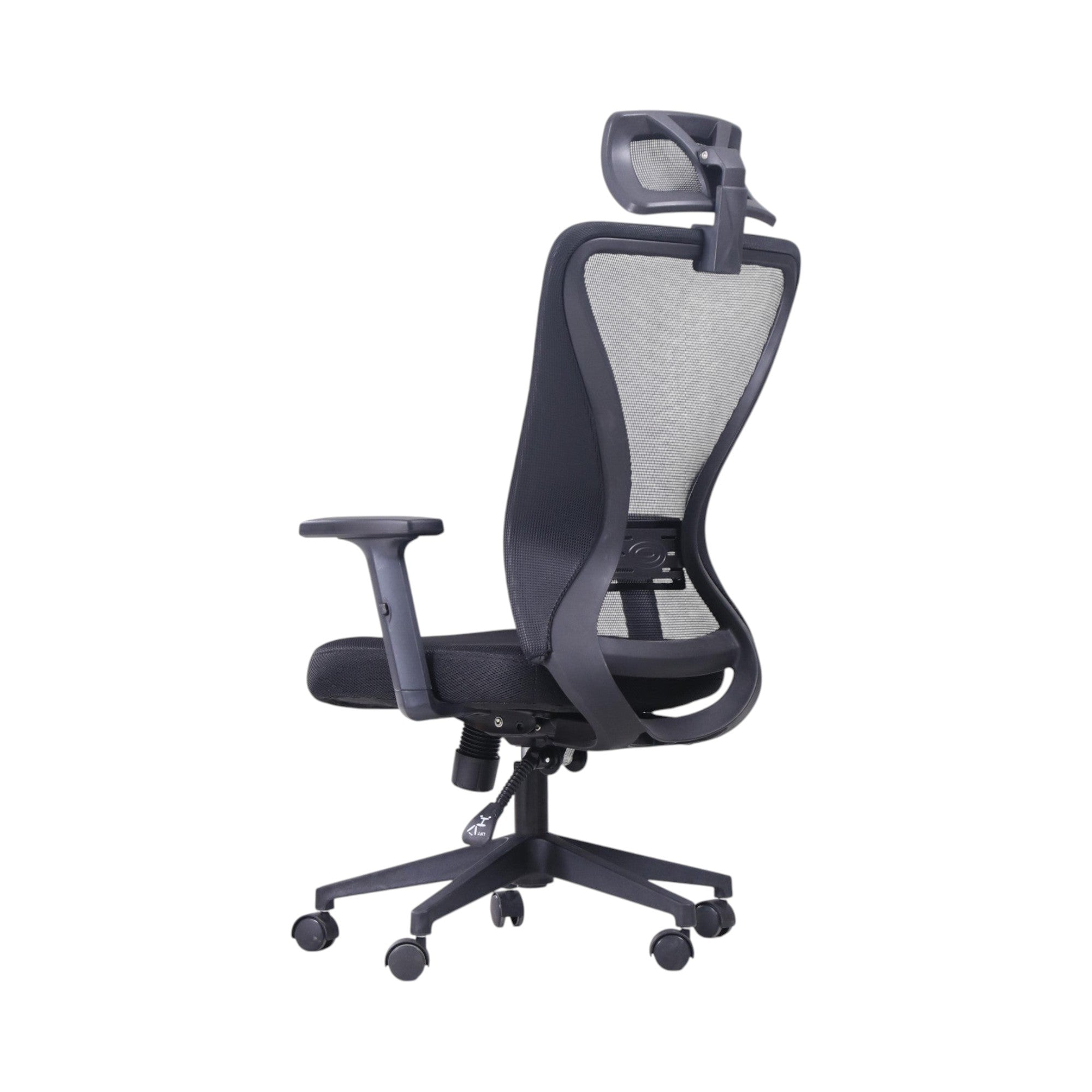 Xiaoyaozuo office chair: Black ergonomic mesh office chair with adjustable headrest, padded seat, and smooth-rolling casters.