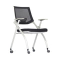 Xiaoyaozuo office chair: Modern black mesh back ergonomic office chair with white frame and wheels.