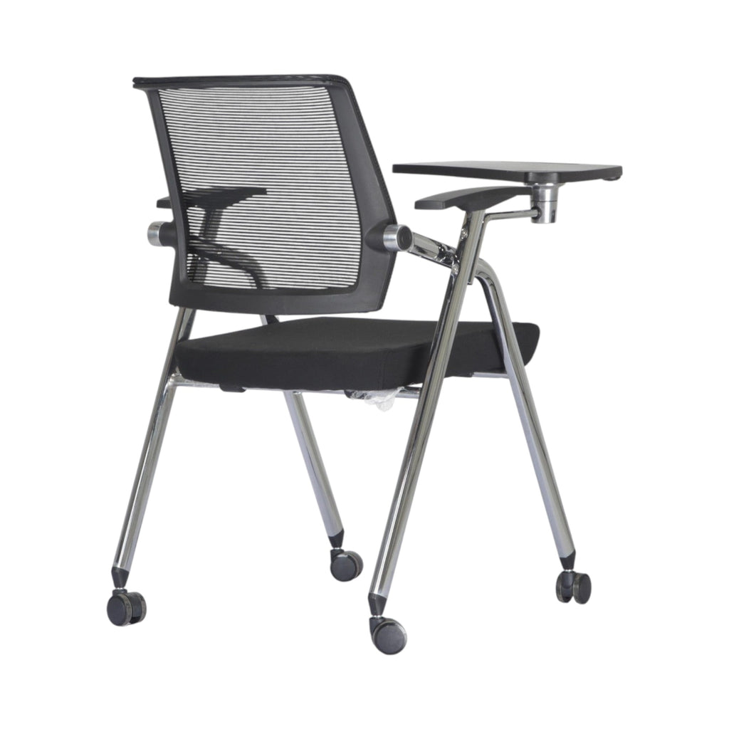 Xiaoyaozuo office chair black mesh training chair with flip-up writing tablet and casters