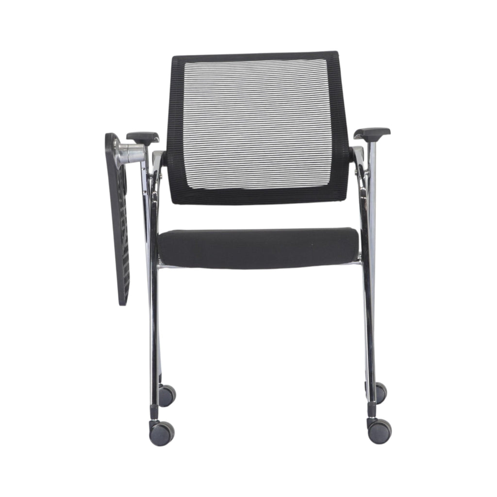 Xiaoyaozuo office chair black mesh training chair with flip-up writing tablet and wheels