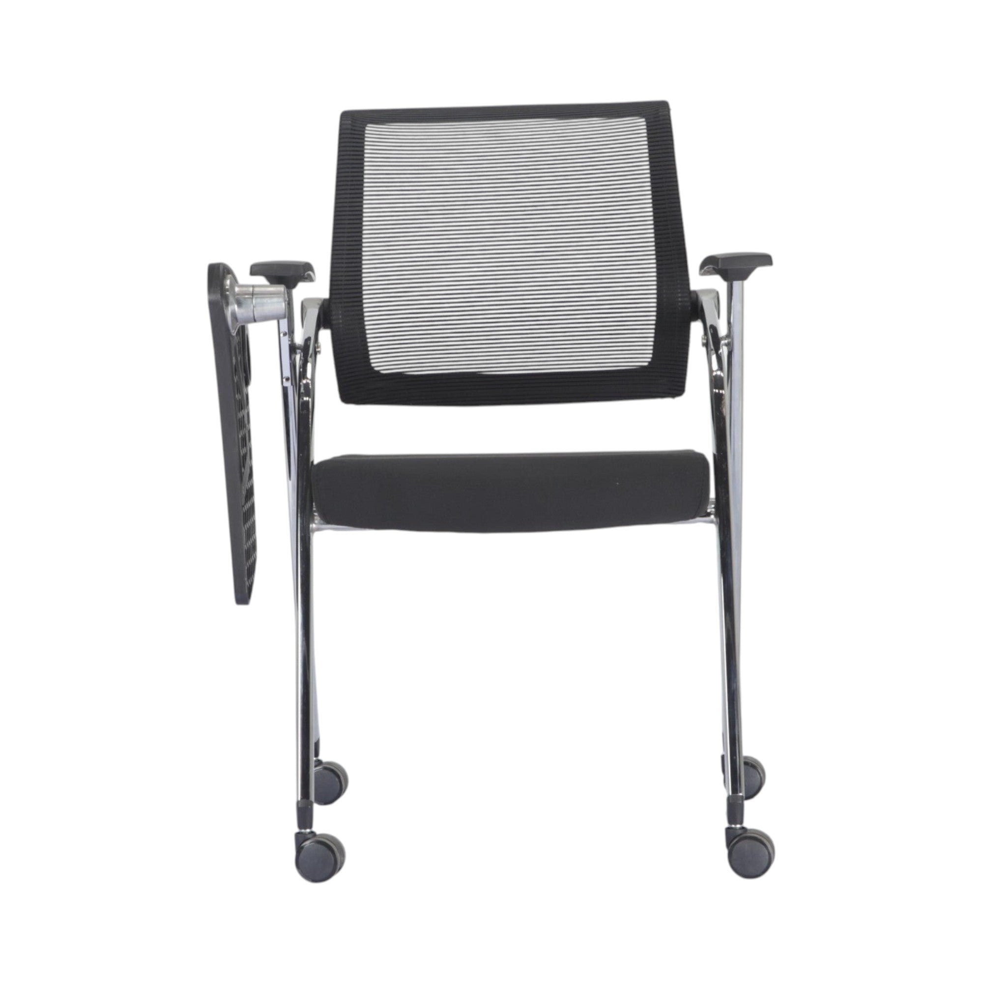 Xiaoyaozuo office chair black mesh training chair with flip-up writing tablet and wheels