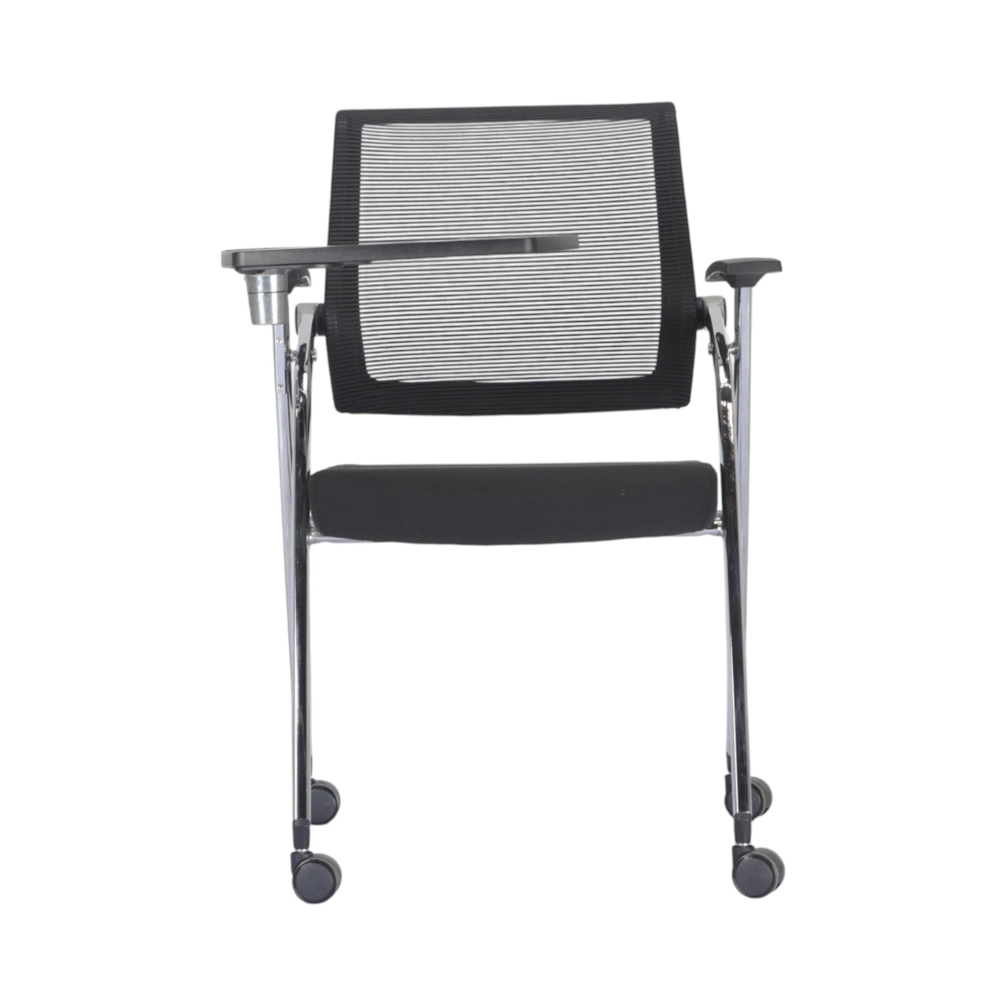 Xiaoyaozuo office chair black mesh training chair with flip-up writing tablet and wheels
