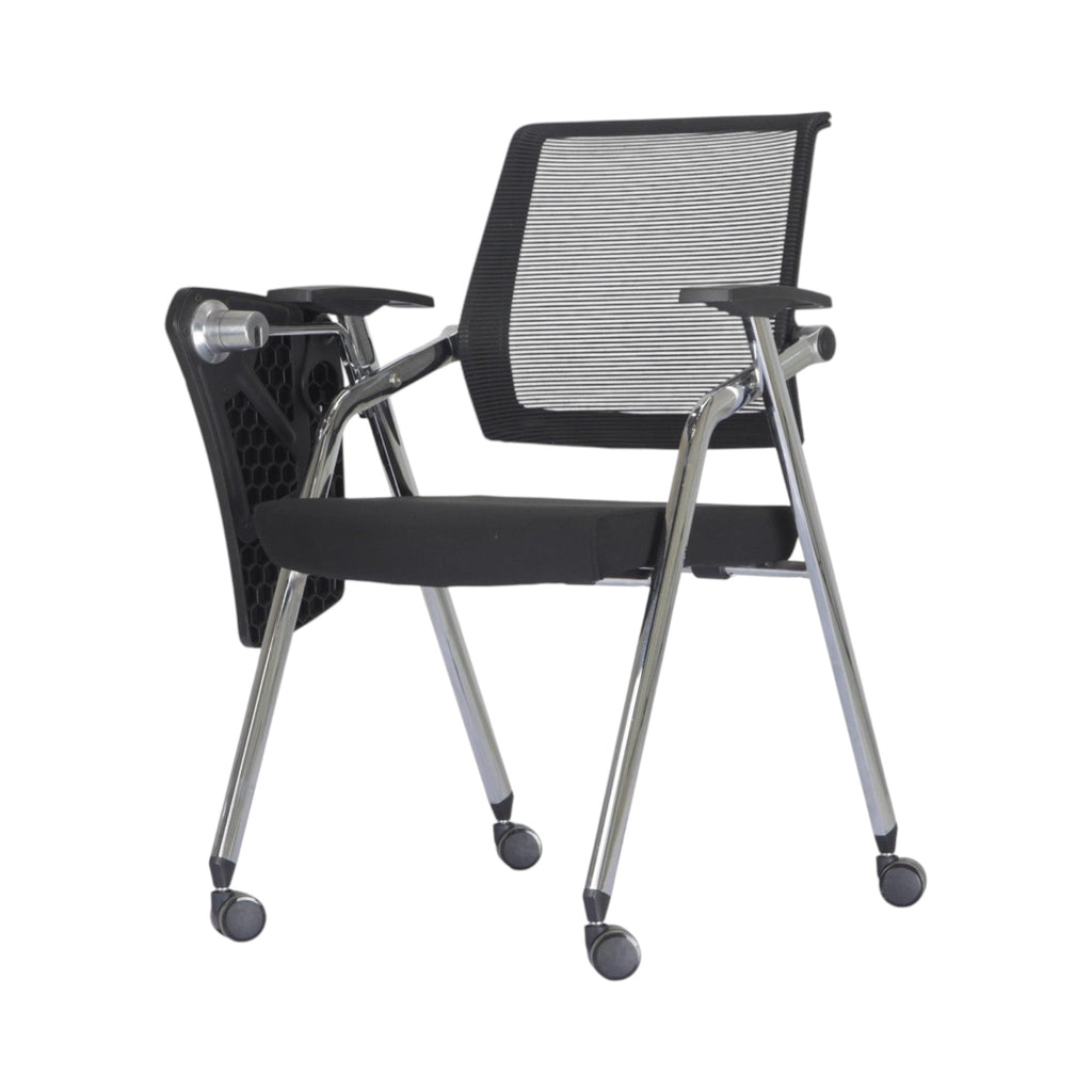 Xiaoyaozuo office chair black mesh training chair with flip-up writing tablet and casters