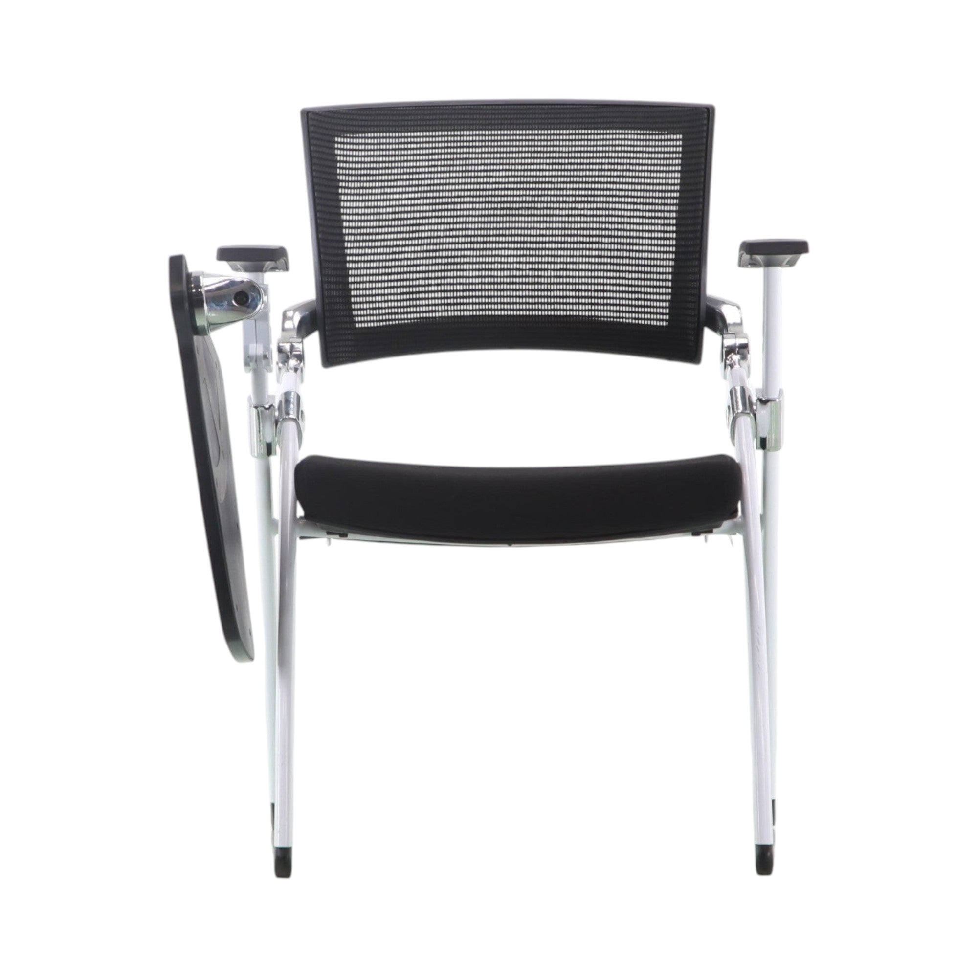 Xiaoyaozuo office chair black mesh training chair with flip-up writing tablet and metal frame