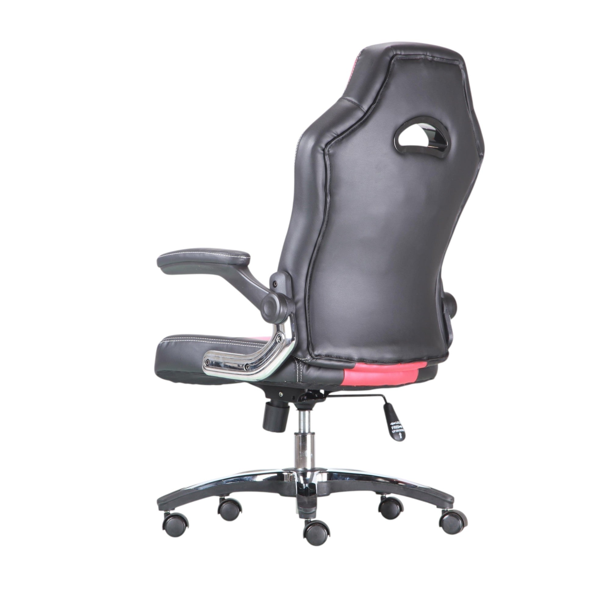Xiaoyaozuo office chair: black and red ergonomic racing style PU leather office chair with adjustable armrests and lumbar support.