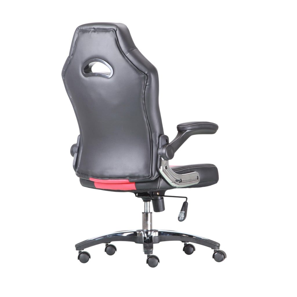 Xiaoyaozuo office chair: Black and red ergonomic racing style PU leather office chair with adjustable armrests and lumbar support.
