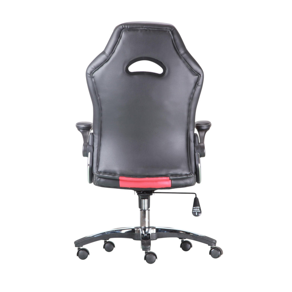 Xiaoyaozuo office chair: Black and red ergonomic racing style PU leather office chair with lumbar support and adjustable armrests.