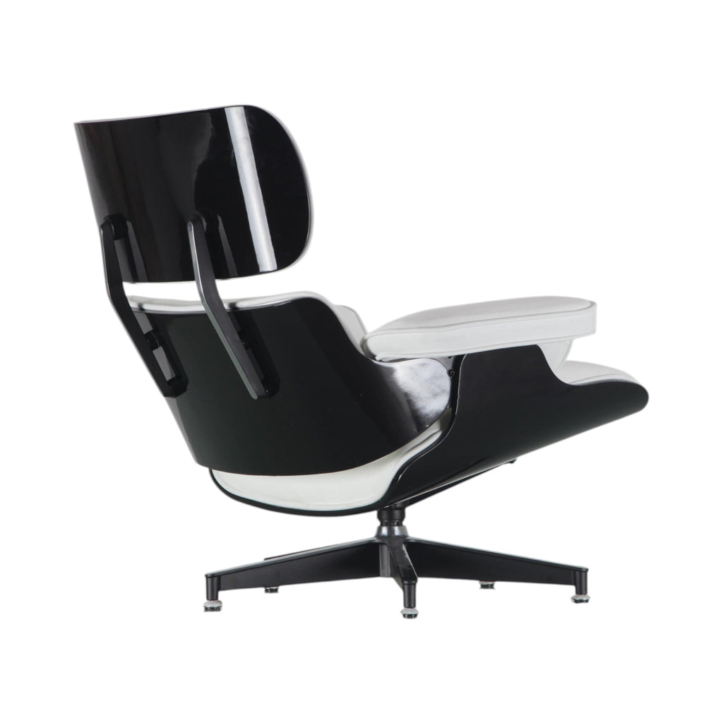 Xiaoyaozuo office chair modern black and white leather executive lounge chair with ottoman and black base.