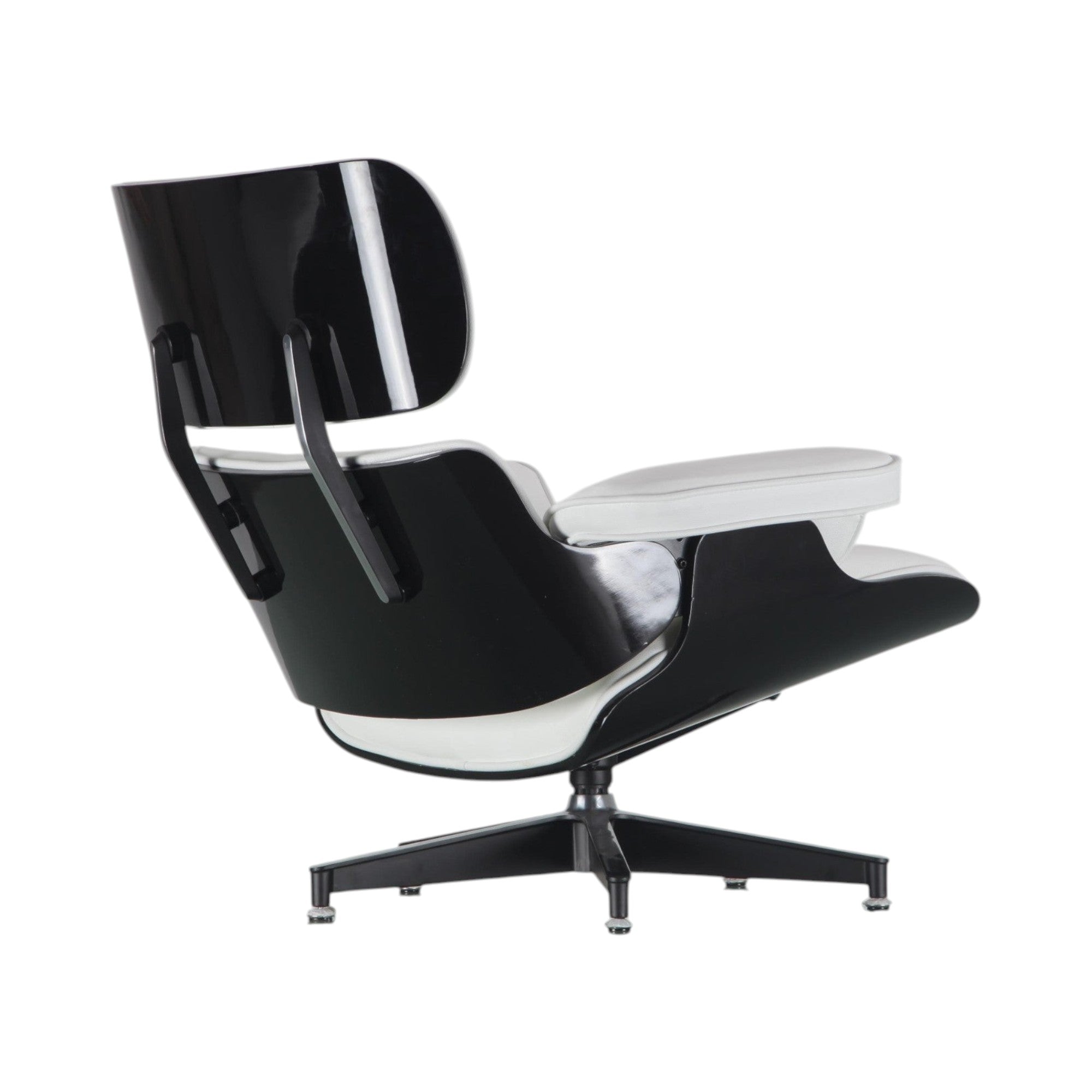 Xiaoyaozuo office chair modern black and white leather executive lounge chair with ottoman and black base.