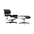 Xiaoyaozuo office chair executive lounge chair with black leather upholstery and white molded shell, includes matching ottoman.