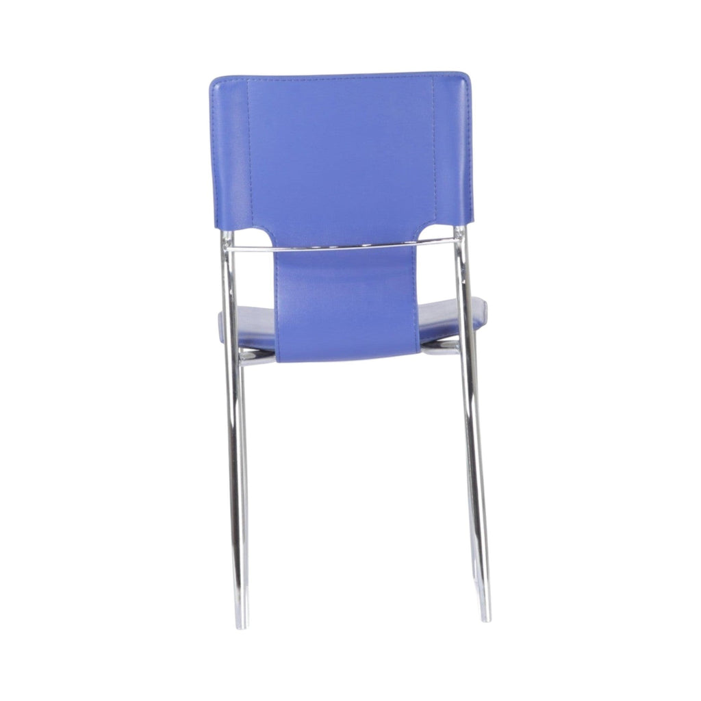 Xiaoyaozuo office chair modern blue faux leather ergonomic office chair with chrome legs