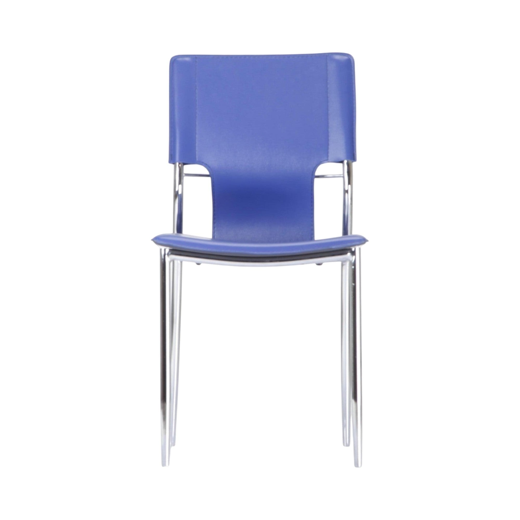 Xiaoyaozuo office chair: modern blue faux leather ergonomic office chair with chrome-plated steel frame.