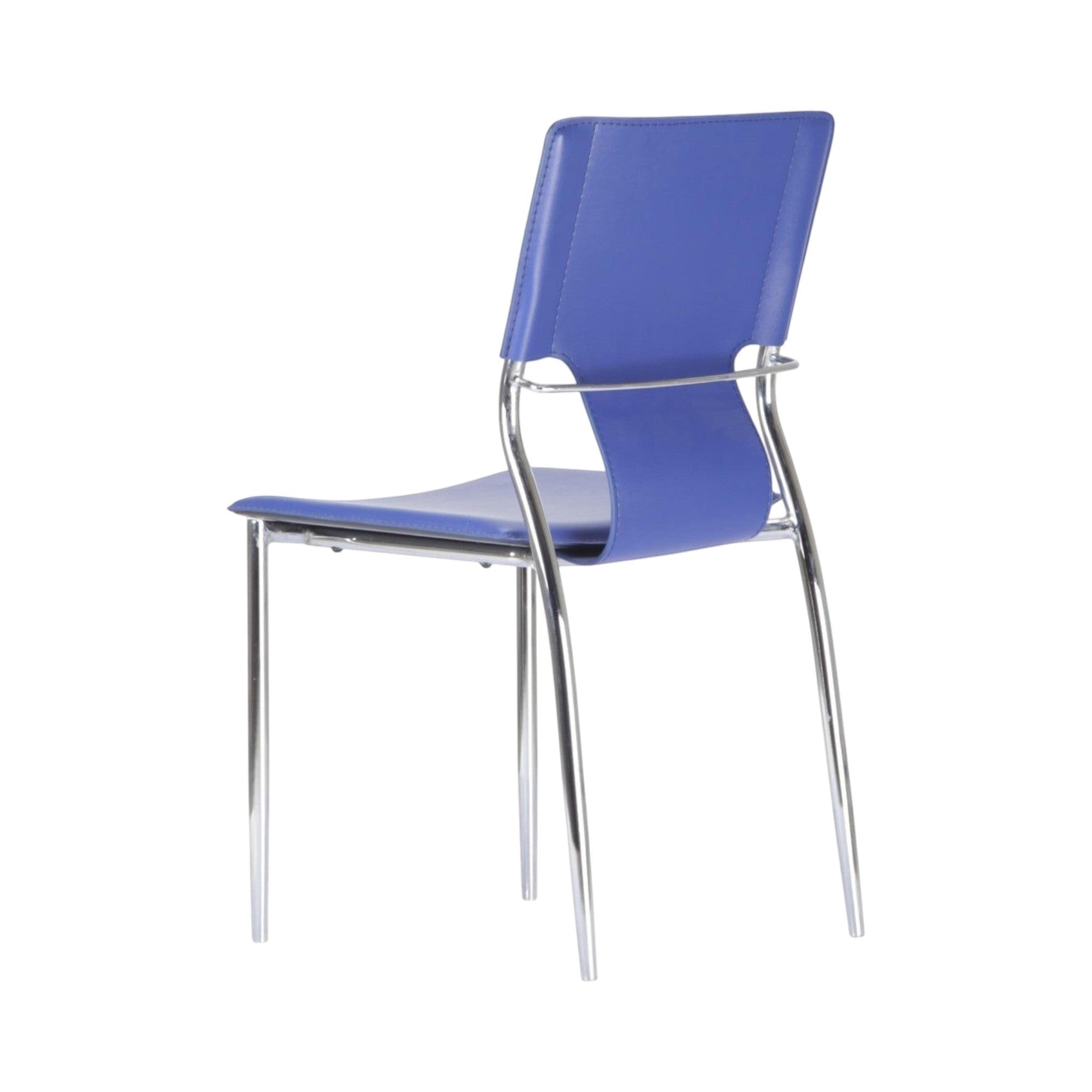 Xiaoyaozuo office chair: modern blue faux leather ergonomic office chair with chrome-plated steel frame.