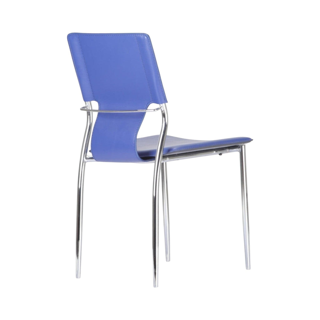 Xiaoyaozuo office chair: modern blue faux leather ergonomic office chair with chrome-plated steel frame.