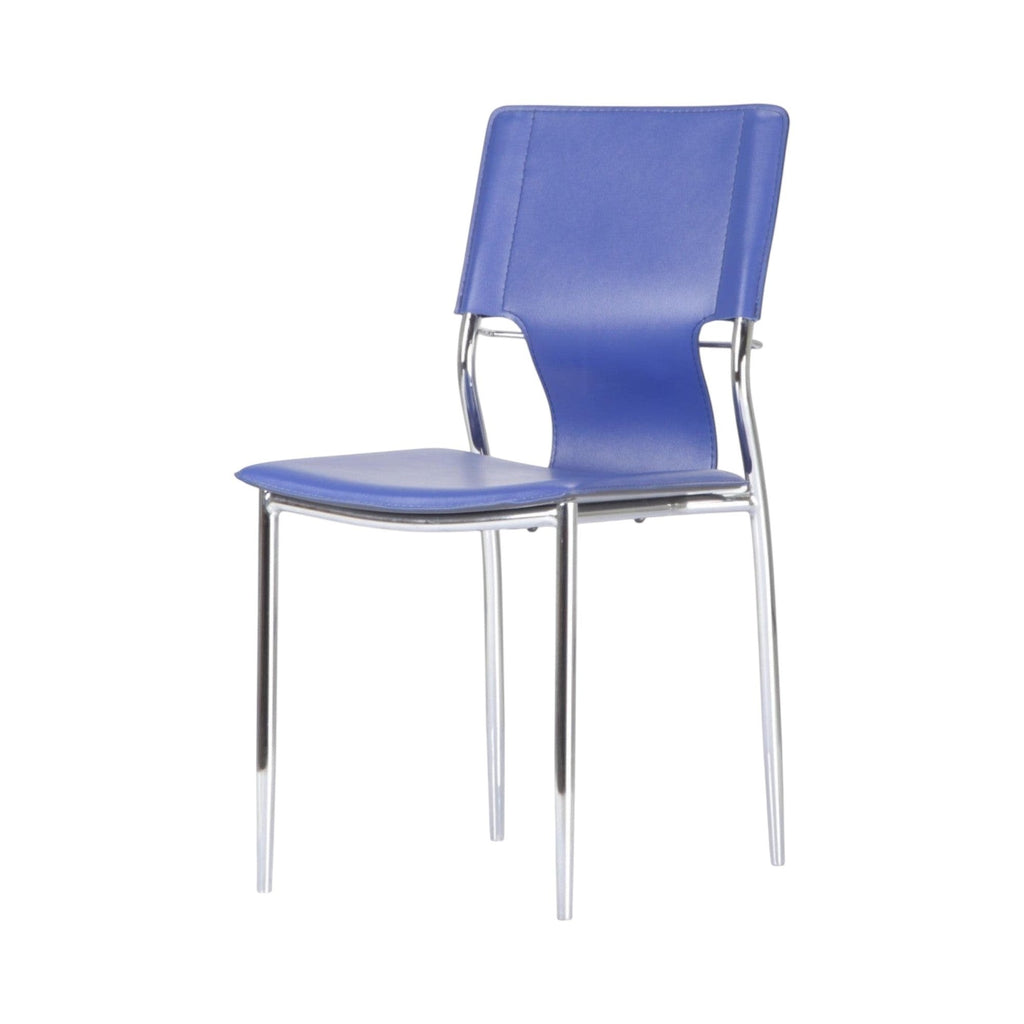 Xiaoyaozuo office chair modern blue faux leather ergonomic dining chair with chrome legs