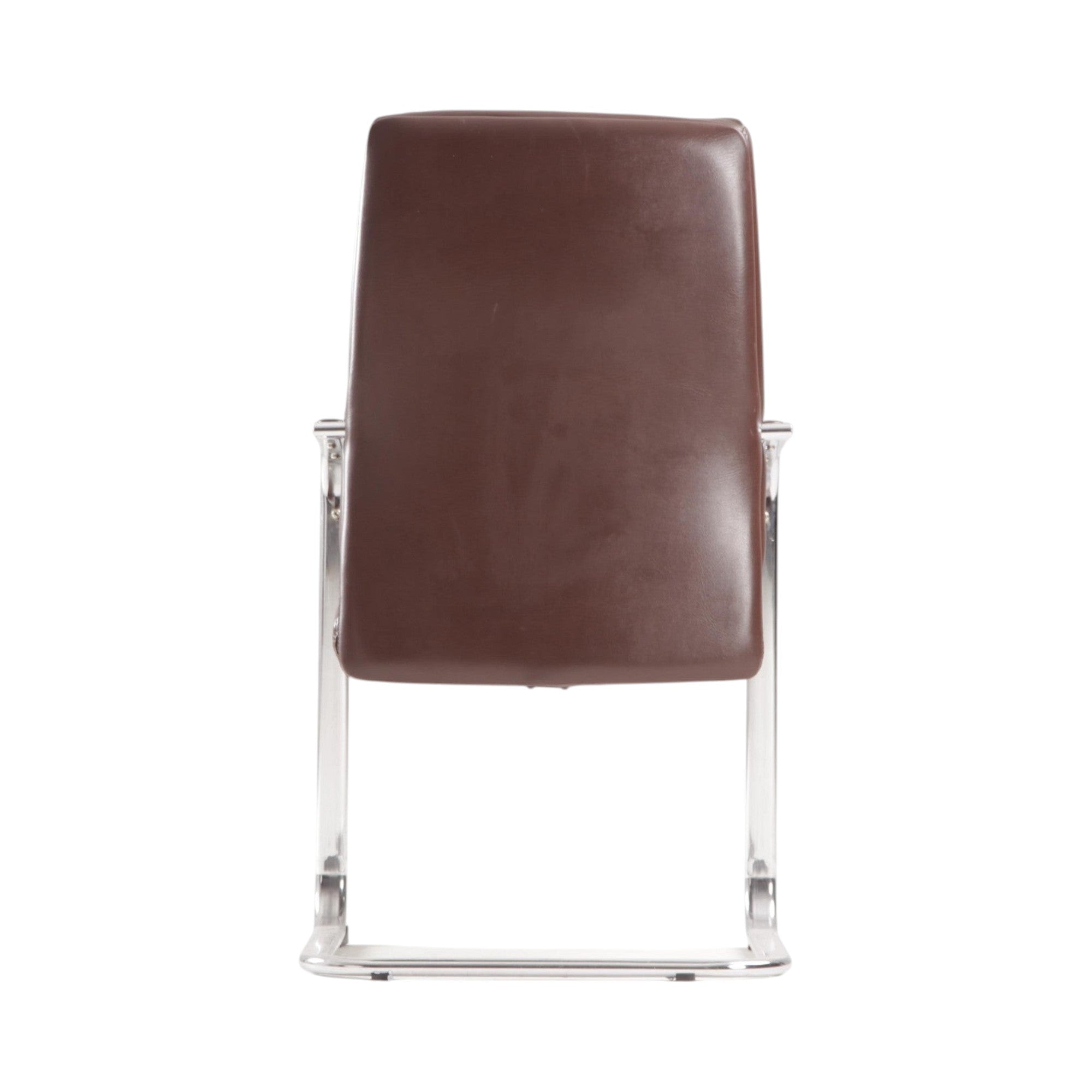 Xiaoyaozuo office chair executive brown faux leather cantilever chair with padded seat and chrome frame