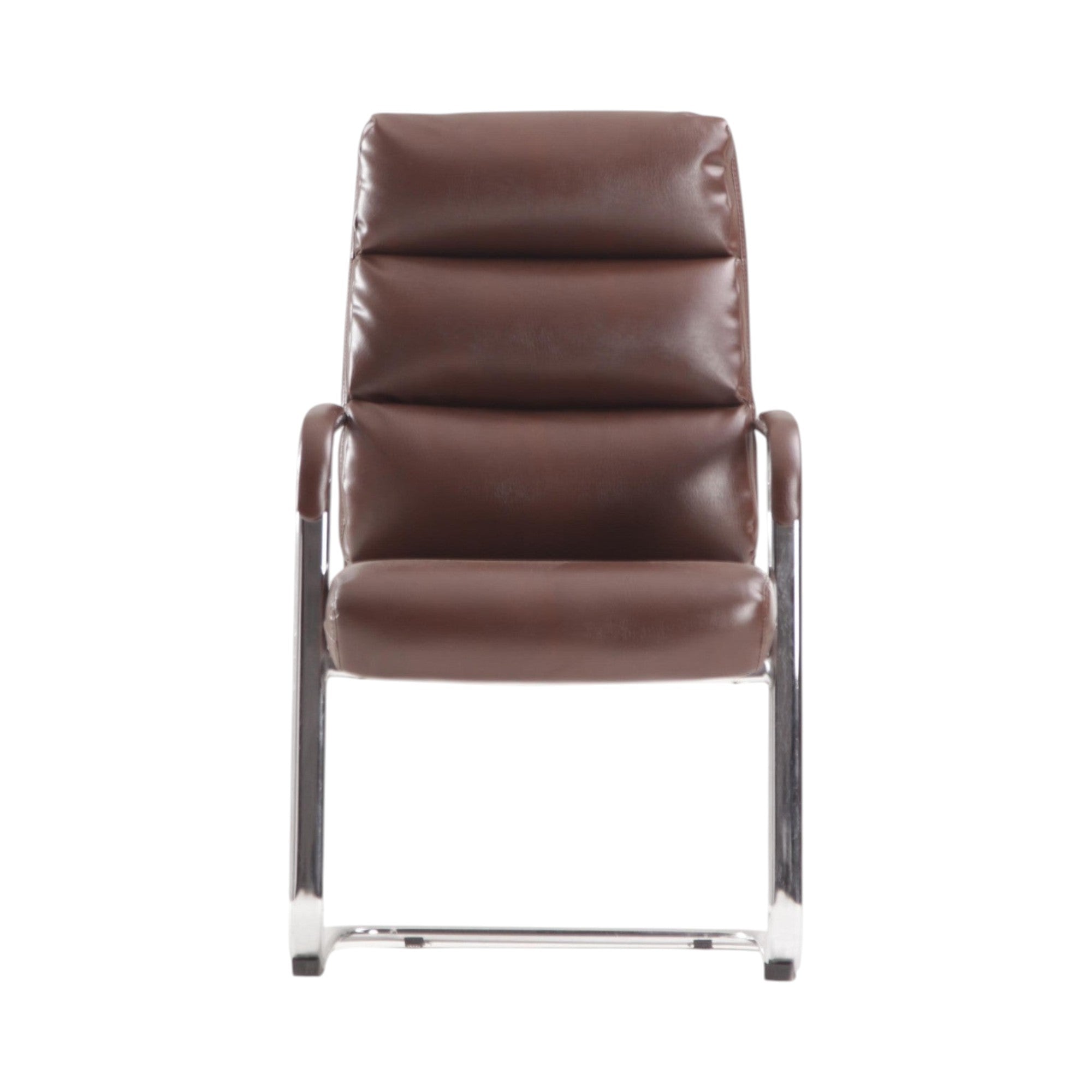 Xiaoyaozuo office chair executive brown faux leather cantilever chair with padded seat and chrome frame