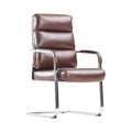 Xiaoyaozuo office chair brown faux leather executive cantilever chair with padded seat and chrome frame.