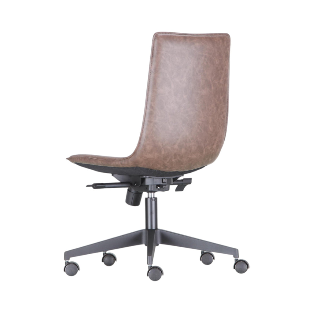 Xiaoyaozuo office chair in rich brown faux leather, modern ergonomic design with smooth-rolling casters.