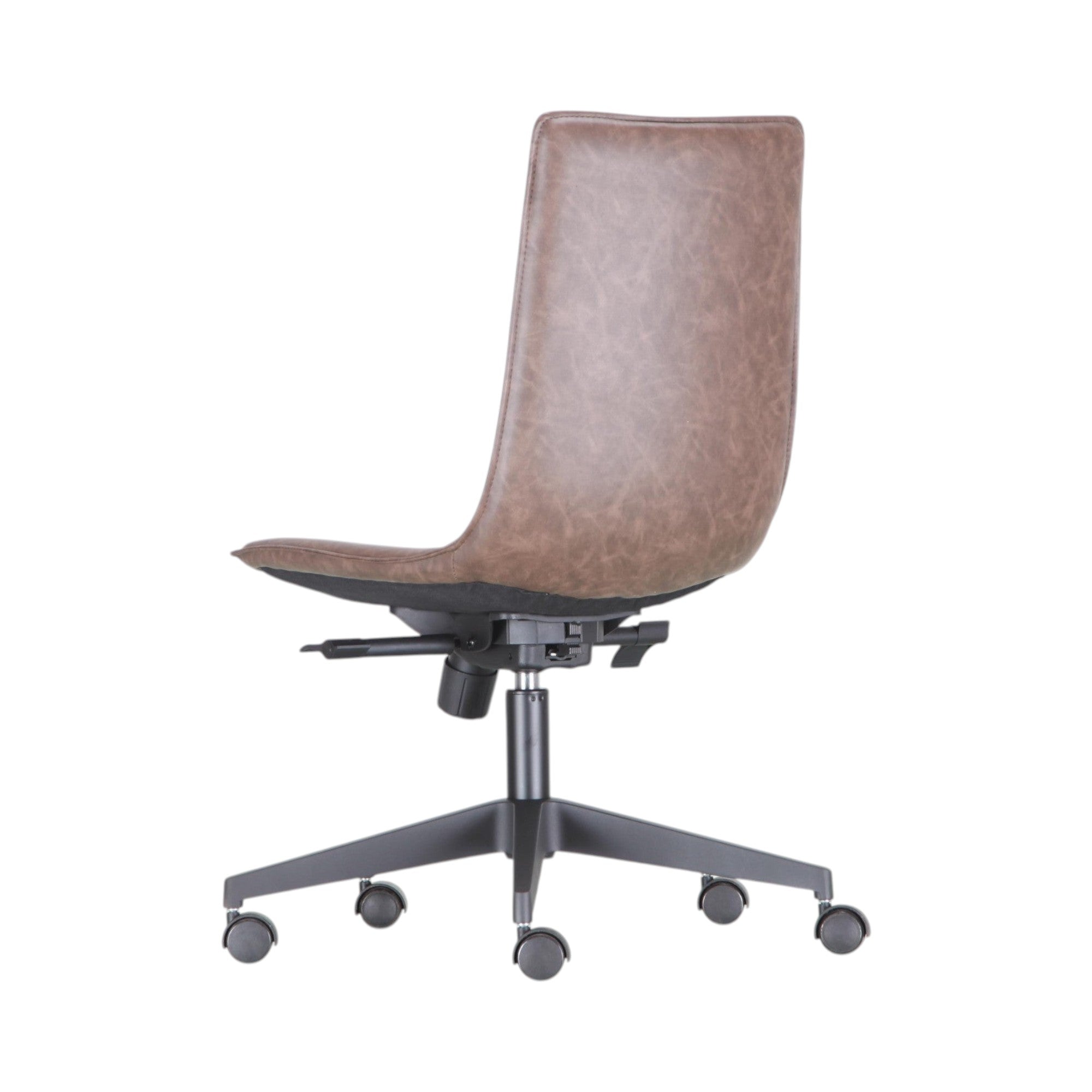 Xiaoyaozuo office chair in rich brown faux leather, modern ergonomic design with smooth-rolling casters.