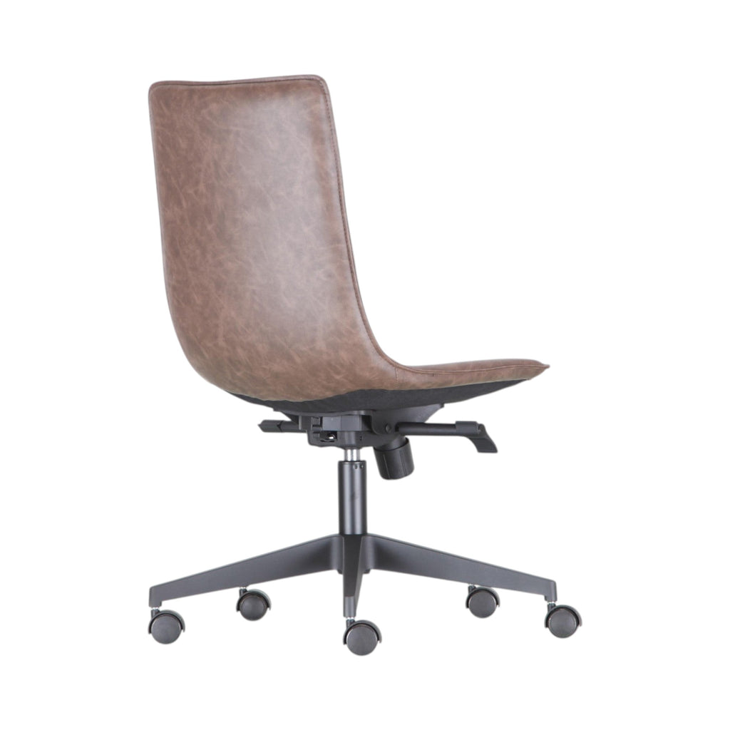 Xiaoyaozuo office chair, modern ergonomic brown faux leather office chair with casters.