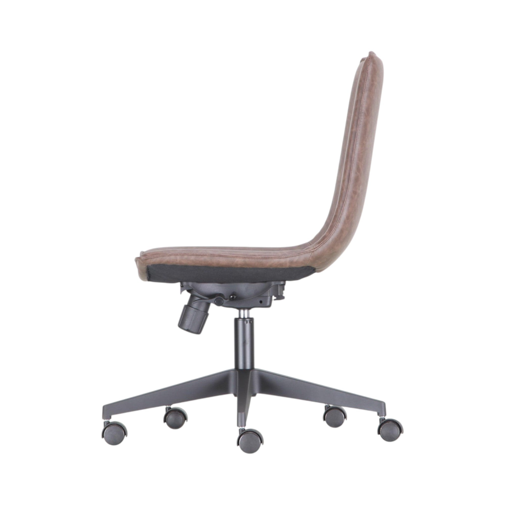 Xiaoyaozuo office chair in rich brown faux leather, modern ergonomic design with smooth-rolling casters.