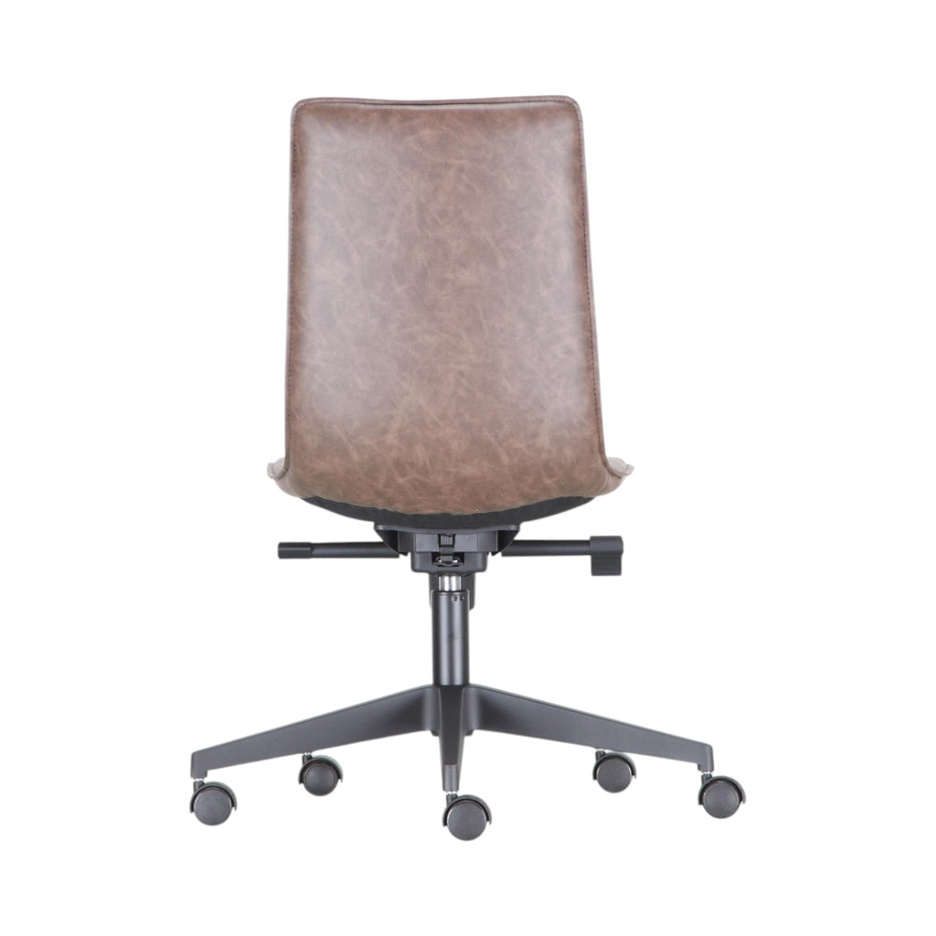 Xiaoyaozuo office chair: Modern ergonomic brown faux leather office chair with a sleek design and smooth-rolling casters.