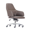 Xiaoyaozuo office chair brown faux leather executive chair with armrests and lumbar support on casters.