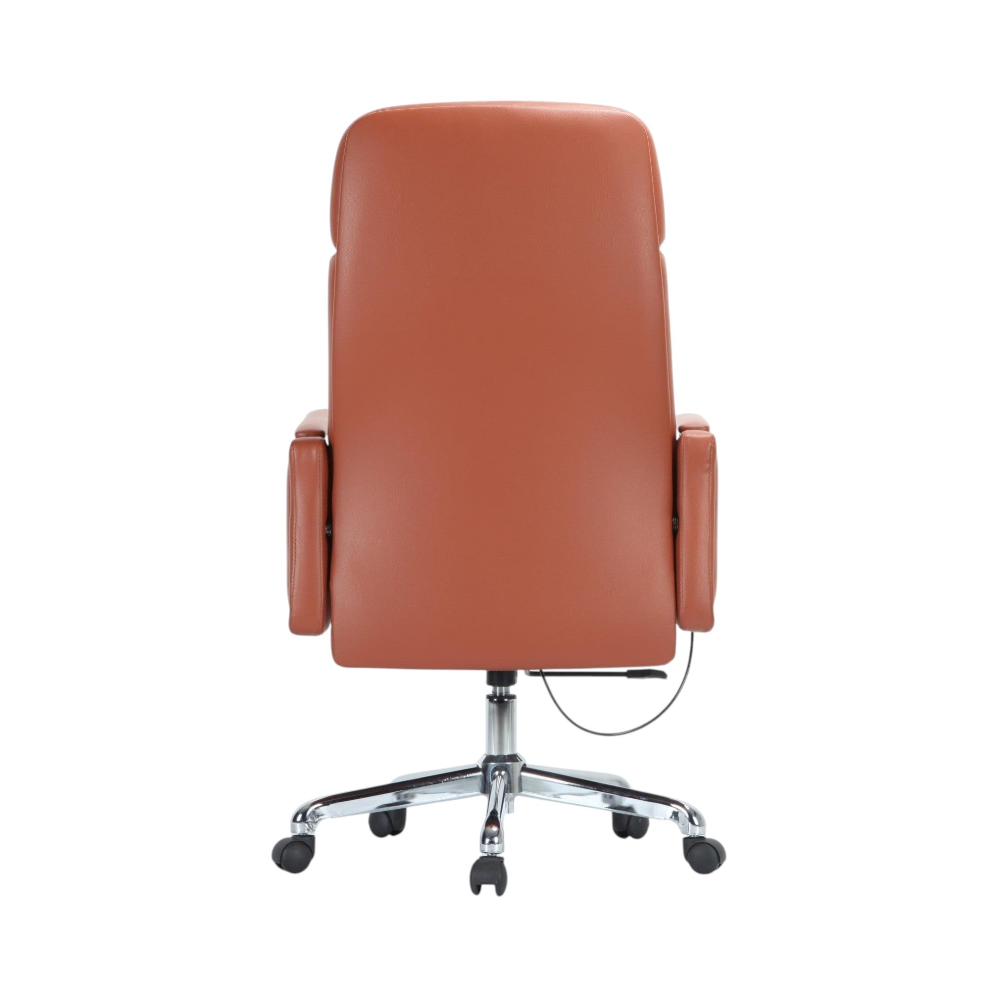 Xiaoyaozuo office chair brown faux leather executive high-back chair with headrest and chrome base