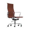 Xiaoyaozuo office chair executive high back chair in brown faux leather with chrome base and ribbed detailing.